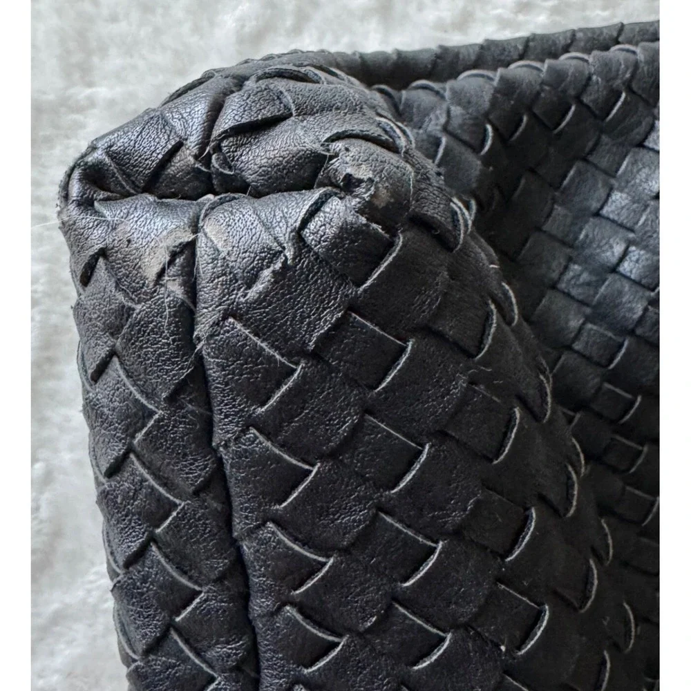 Hayden by Hayden Harnett‎ Shoulder Bag Black Woven Vegan Leather Tote Shopping